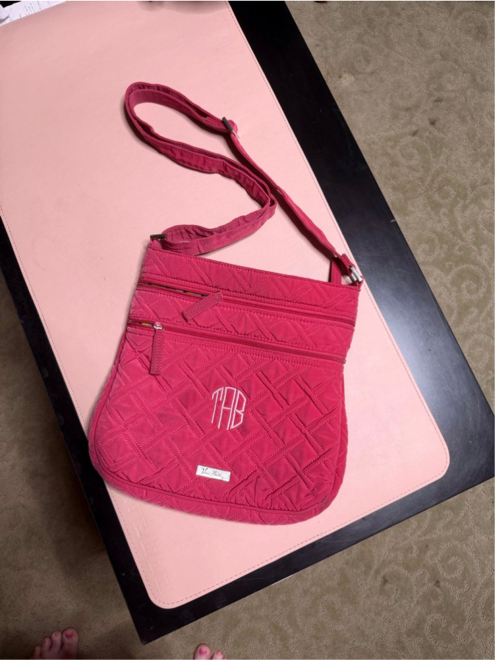 Vera Bradley Pink Quilted Crossbody Bag “TAB” Purse
